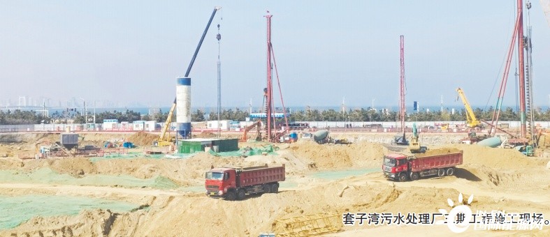 月底支護樁完工！山東省煙臺市套子灣污水處理廠三期工程快速推進